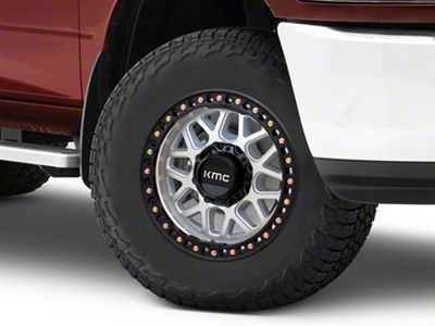 KMC GRS Machined with Satin Black Lip 8-Lug Wheel; 18x9; 18mm Offset (10-18 RAM 3500 SRW)