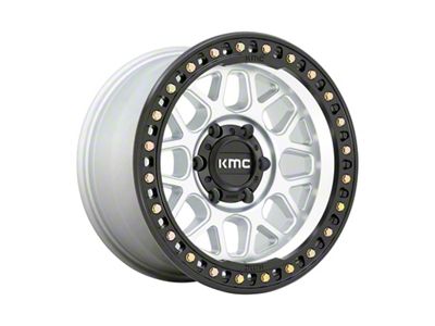 KMC GRS Machined with Satin Black Lip 8-Lug Wheel; 18x9; 18mm Offset (11-16 F-250 Super Duty)