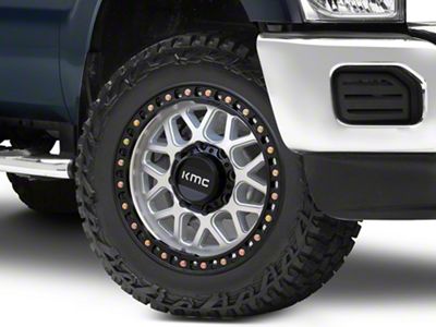 KMC GRS Machined with Satin Black Lip 8-Lug Wheel; 20x9; 0mm Offset (11-16 F-350 Super Duty SRW)