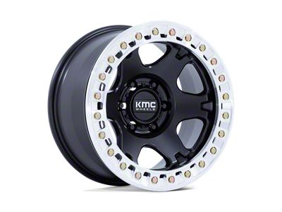 KMC VI Beadlock Satin Black with Machined Ring 8-Lug Wheel; 17x9; -38mm Offset (11-16 F-350 Super Duty SRW)