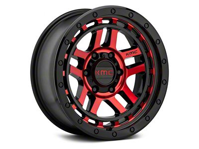 KMC Recon Gloss Black Machined with Red Tint 6-Lug Wheel; 18x8.5; 0mm Offset (14-18 Sierra 1500)