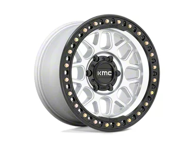 KMC GRS Machined with Satin Black Lip 6-Lug Wheel; 17x8.5; 0mm Offset (14-18 Silverado 1500)