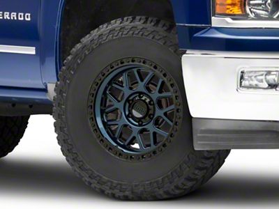 KMC GRS Midnight Blue with Gloss Black Lip 6-Lug Wheel; 17x8.5; 0mm Offset (14-18 Silverado 1500)