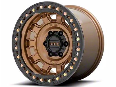 KMC Tank Beadlock Matte Bronze 6-Lug Wheel; 17x9; -15mm Offset (14-18 Silverado 1500)