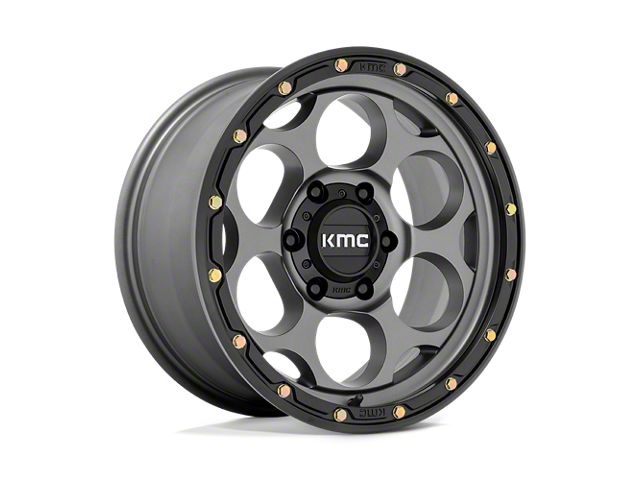 KMC Dirty Harry Satin Gray with Black Lip 6-Lug Wheel; 17x8.5; 0mm Offset (15-20 F-150)