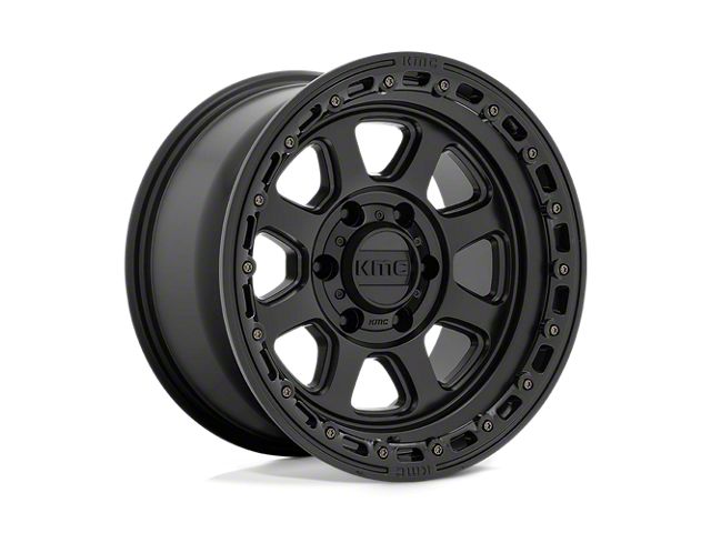 KMC Chase Satin Black with Gloss Black Lip 8-Lug Wheel; 18x9; 0mm Offset (15-19 Silverado 2500 HD)