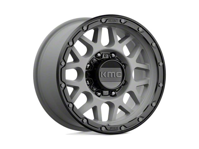 KMC Grenade Off-Road Matte Gray with Matte Black Lip 8-Lug Wheel; 17x9; 18mm Offset (15-19 Silverado 2500 HD)
