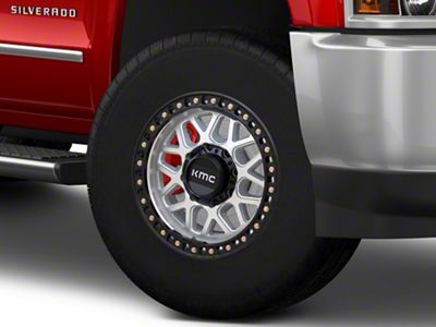 KMC GRS Machined with Satin Black Lip 8-Lug Wheel; 18x9; 18mm Offset (15-19 Silverado 3500 HD SRW)