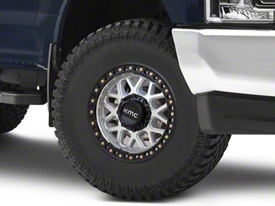 KMC GRS Machined with Satin Black Lip 8-Lug Wheel; 17x8.5; 0mm Offset (17-22 F-350 Super Duty SRW)