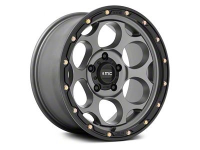 KMC Dirty Harry Satin Gray with Black Lip 8-Lug Wheel; 17x8.5; 0mm Offset (23-25 F-350 Super Duty SRW)