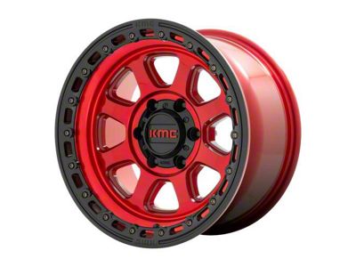 KMC Chase Candy Red with Black Lip 6-Lug Wheel; 17x9; -12mm Offset (24-25 Ranger)