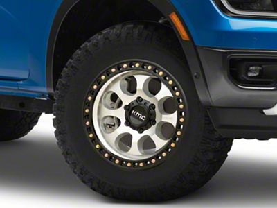 KMC Riot SBL Machined with Satin Black Lip 6-Lug Wheel; 17x8.5; 10mm Offset (24-25 Ranger)