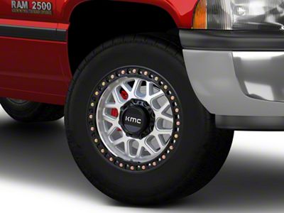 KMC GRS Machined with Satin Black Lip 8-Lug Wheel; 18x9; 18mm Offset (94-02 RAM 2500)
