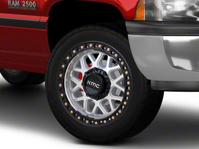 KMC GRS Machined with Satin Black Lip 8-Lug Wheel; 20x9; 0mm Offset (94-02 RAM 2500)