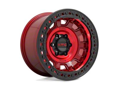 KMC Tank Beadlock Candy Red 8-Lug Wheel; 17x9; -38mm Offset (99-07 F-250 Super Duty)