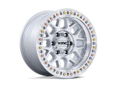 KMC GRS Gloss Silver with Machined Face 8-Lug Wheel; 17x8.5; 0mm Offset (99-07 F-350 Super Duty SRW)