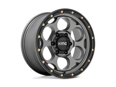 KMC Dirty Harry Satin Gray with Black Lip 6-Lug Wheel; 17x8.5; 18mm Offset (99-06 Sierra 1500)