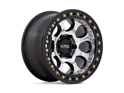 KMC Riot Beadlock Machined with Satin Black Windows and Ring 6-Lug Wheel; 17x8.5; 0mm Offset (99-06 Sierra 1500)