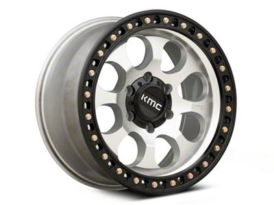 KMC Riot SBL Machined with Satin Black Lip 6-Lug Wheel; 17x8.5; 10mm Offset (99-06 Sierra 1500)