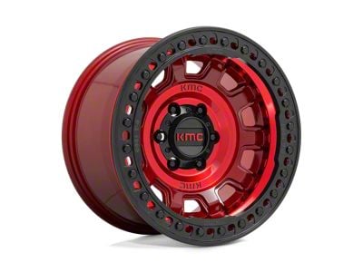 KMC Tank Beadlock Candy Red 6-Lug Wheel; 17x9; -15mm Offset (99-06 Sierra 1500)