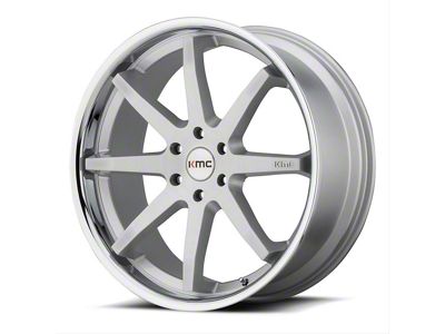 KMC Reverb Brushed Silver with Chrome Lip 6-Lug Wheel; 20x9; 30mm Offset (99-06 Silverado 1500)