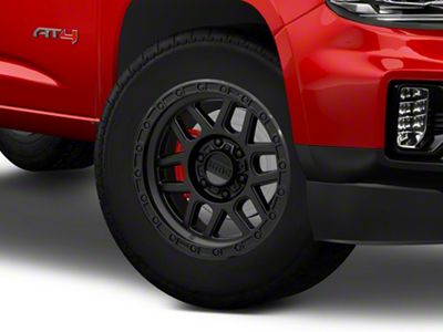 KMC Mesa Satin Black with Gloss Black Lip 6-Lug Wheel; 18x9; 18mm Offset (15-22 Canyon)