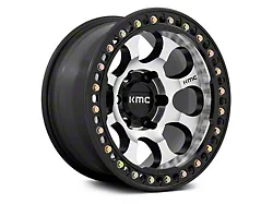 KMC Riot Beadlock Machined Face with Satin Black Windows and Ring 6-Lug Wheel; 17x9; -12mm Offset (23-24 Canyon)