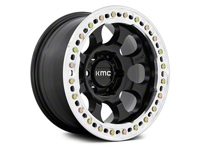 KMC Riot Beadlock Satin Black with Machined Ring 6-Lug Wheel; 17x9; -38mm Offset (23-26 Canyon)