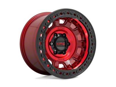 KMC Tank Beadlock Candy Red 6-Lug Wheel; 17x9; -15mm Offset (23-26 Canyon)