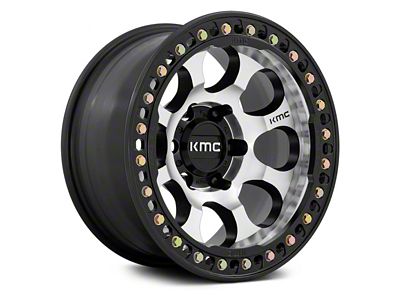 KMC Riot Beadlock Machined Face with Satin Black Windows and Ring 6-Lug Wheel; 17x9; -12mm Offset (23-26 Colorado)