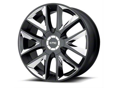 KMC Takedown Satin Black with Chrome Inserts 6-Lug Wheel; 22x9.5; 30mm Offset (23-26 Colorado)