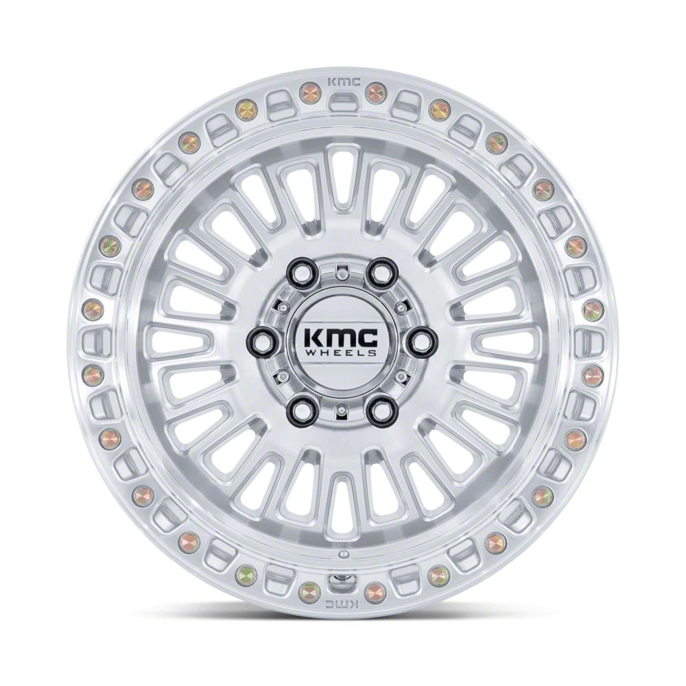 KMC F-150 Aztec Gloss Silver with Machined Face 6-Lug Wheel; 17x8