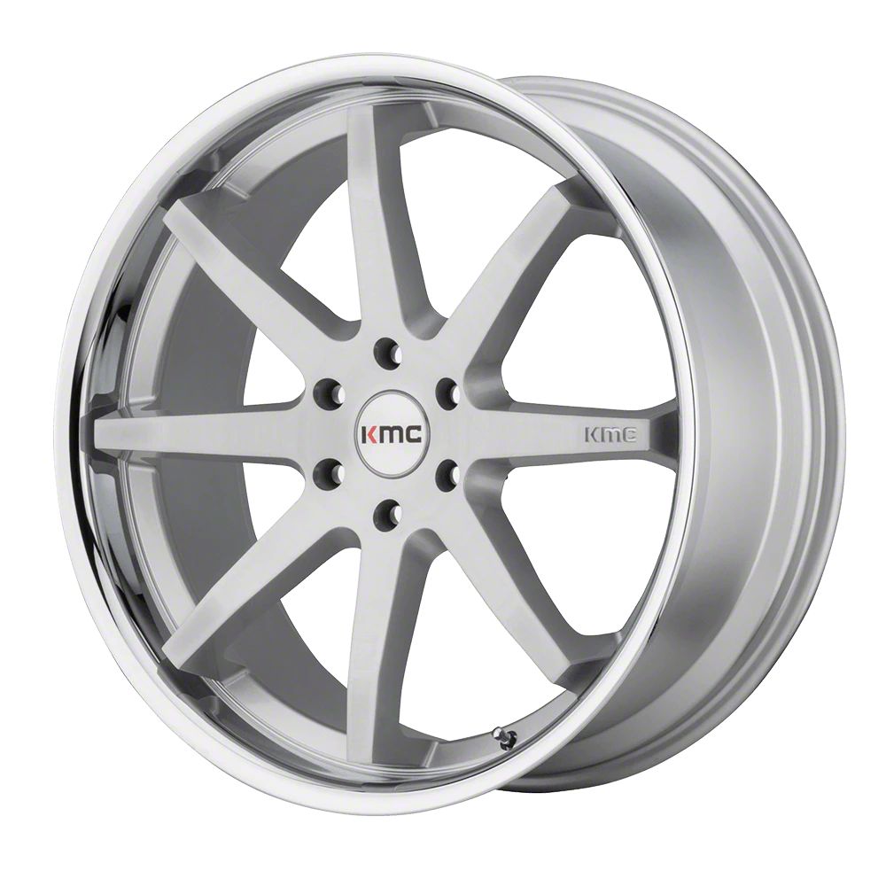 KMC F-150 Reverb Brushed Silver with Chrome Lip 6-Lug Wheel; 22x9.5 ...