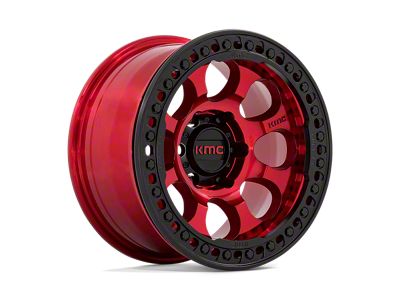 KMC Riot Beadlock Candy Red with Black Ring 6-Lug Wheel; 17x8.5; 0mm Offset (21-24 F-150)