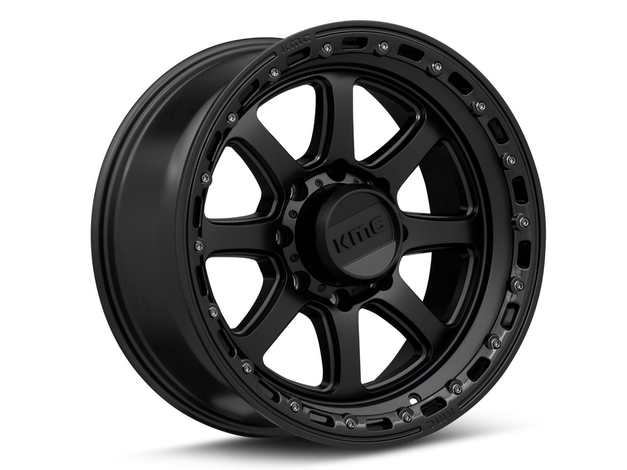 KMC F-250 Super Duty Chase Satin Black with Gloss Black Lip 8-Lug