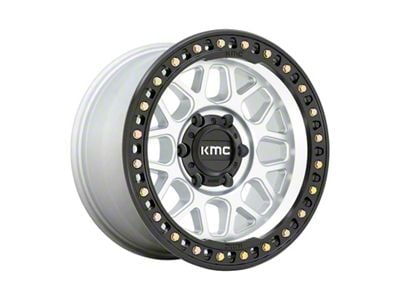 KMC GRS Machined with Satin Black Lip 8-Lug Wheel; 18x9; 18mm Offset (17-22 F-250 Super Duty)