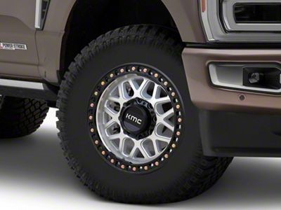 KMC GRS Machined with Satin Black Lip 8-Lug Wheel; 18x8.5; 0mm Offset (23-25 F-250 Super Duty)