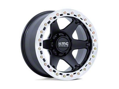 KMC VI Beadlock Satin Black with Machined Ring 8-Lug Wheel; 20x10; -48mm Offset (23-25 F-250 Super Duty)