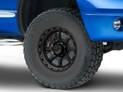 KMC Chase Satin Black with Gloss Black Lip 8-Lug Wheel; 17x9; -12mm Offset (06-08 RAM 1500 Mega Cab)