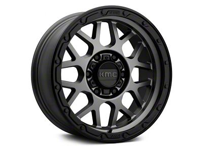 KMC Grenade Off-Road Matte Gray with Matte Black Lip 6-Lug Wheel; 18x8.5; 0mm Offset (19-24 RAM 1500)