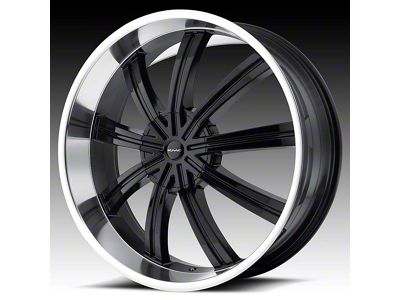 KMC Widow Gloss Black with Machined Face 5-Lug Wheel; 22x9.5; 15mm Offset (02-08 RAM 1500, Excluding Mega Cab)