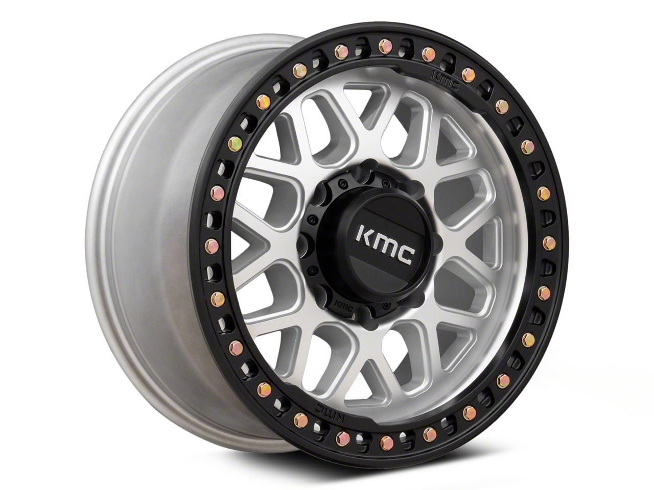 KMC RAM 2500 GRS Machined with Satin Black Lip 8-Lug Wheel; 20x9