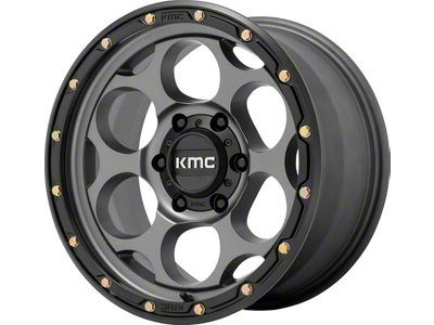 KMC Dirty Harry Satin Gray with Black Lip 8-Lug Wheel; 17x8.5; 0mm Offset (19-24 RAM 3500 SRW)