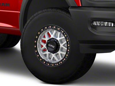 KMC GRS Machined with Satin Black Lip 8-Lug Wheel; 17x8.5; 0mm Offset (19-24 RAM 3500 SRW)