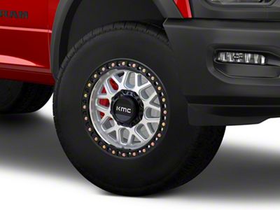 KMC GRS Machined with Satin Black Lip 8-Lug Wheel; 18x9; 18mm Offset (19-24 RAM 3500 SRW)