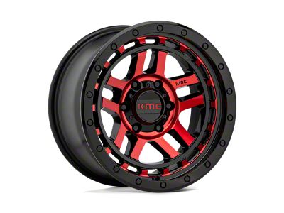 KMC Recon Gloss Black Machined with Red Tint 6-Lug Wheel; 17x9; -12mm Offset (24-25 Ranger)