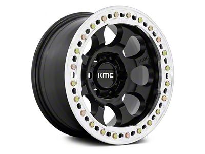 KMC Riot Beadlock Satin Black with Machined Ring 6-Lug Wheel; 17x9; -38mm Offset (19-23 Ranger)