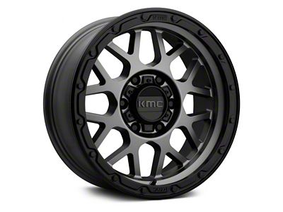 KMC Grenade Off-Road Matte Gray with Matte Black Lip 6-Lug Wheel; 18x8.5; 0mm Offset (19-25 Sierra 1500)