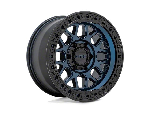 KMC GRS Midnight Blue with Gloss Black Lip 6-Lug Wheel; 17x9; 18mm Offset (19-24 Sierra 1500)