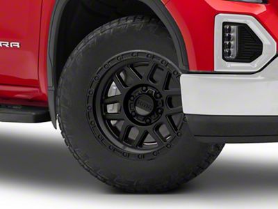 KMC Mesa Satin Black with Gloss Black Lip 6-Lug Wheel; 20x9; 18mm Offset (19-25 Sierra 1500)
